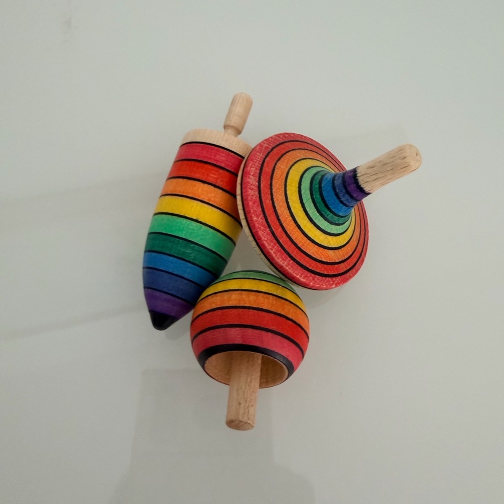 Mader Rainbow Wooden Montessori Toys Toy Spinning Tops Set of 3